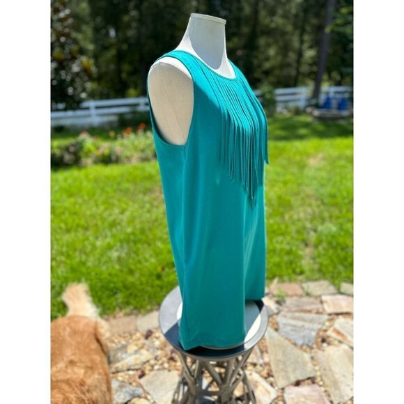 Sugarlips Fringe dress Crew Neck Turquoise Large - Picture 2 of 5